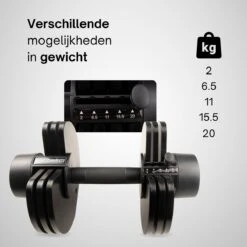 KIMO DIRECT Verstelbare Dumbbell 20KG - Dumbells - Gewichten - 2/6,5/11/15,5/20KG - Smart Dumbell - Zwart -Fit Gear Verkoop 1200x1200 861