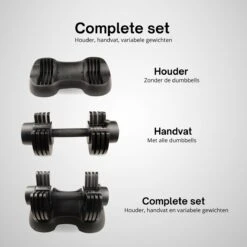 KIMO DIRECT Verstelbare Dumbbell 20KG - Dumbells - Gewichten - 2/6,5/11/15,5/20KG - Smart Dumbell - Zwart -Fit Gear Verkoop 1200x1200 864