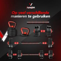 Venom Sports Verstelbare Dumbbell Set Tot 40kg - Professioneel 3-in-1 Halterset Gewichten - Dumbbells, Halterstang En Kettlebells - Zwart -Fit Gear Verkoop 1200x1200 867