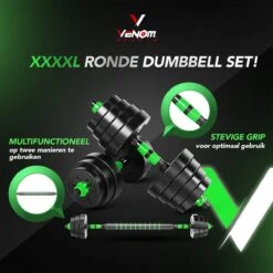 Venom Sports Verstelbare Dumbbell Set Tot 20kg - Professionele 2-in-1 Halterset Gewichten - Gebruiksvriendelijke Fitness Stang - Groen -Fit Gear Verkoop 1200x1200 880