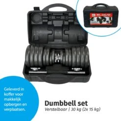 Verstelbare Dumbbell Set 30 Kg Met Koffer - Gietijzeren Gewichten - 2x 15 Kg 11 Verstelbare Dumbbell Set 30 Kg Met Koffer - Gietijzeren Gewichten - 2x 15 Kg -Fit Gear Verkoop 1200x1200 900