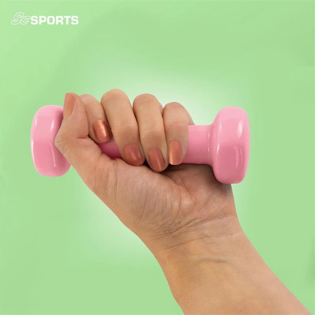ScSPORTS® Dumbbells - 2 X 0,5 Kg - Vinyl - Pastel Roze - Gewichten - Halters 6 ScSPORTS® Dumbbells - 2 X 0,5 Kg - Vinyl - Pastel Roze - Gewichten - Halters - Afbeelding 4