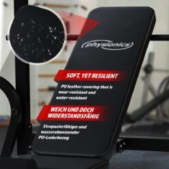 Physionics - Multifunctionele Halterbank - Butterfly Oefening, Sit-ups - Krachttraining - Training Benen - Verstelbare Rugleuning In 4 Standen, Maximum Draagvermogen 255kg - Zwart -Fit Gear Verkoop 1200x1200 997