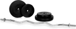 Klarfit Dumbell Set - Halterset 97,5kg : 2 Korte Halters, 8 Korte Haltergewichten , 1 Lange Halterstang, 1 Curlbellstang En 6 Lange Haltergewichten -Fit Gear Verkoop 1200x463 1