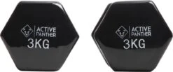 Active Panther Dumbbell Set 2 X 3 KG - 6 Kg Totaal - Vinyl - Zwart -Fit Gear Verkoop 1200x499 1