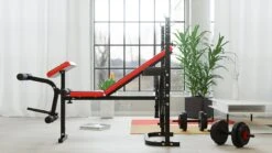 Halterbank INC. 50 Kg GEWICHTEN - Sportbank - Fitnessbank + Halterschijven + 1 Halterstang + 2 Dumbbells - Multifunctioneel - Volledig Instelbaar - Opklapbaar -Fit Gear Verkoop 1200x675 6