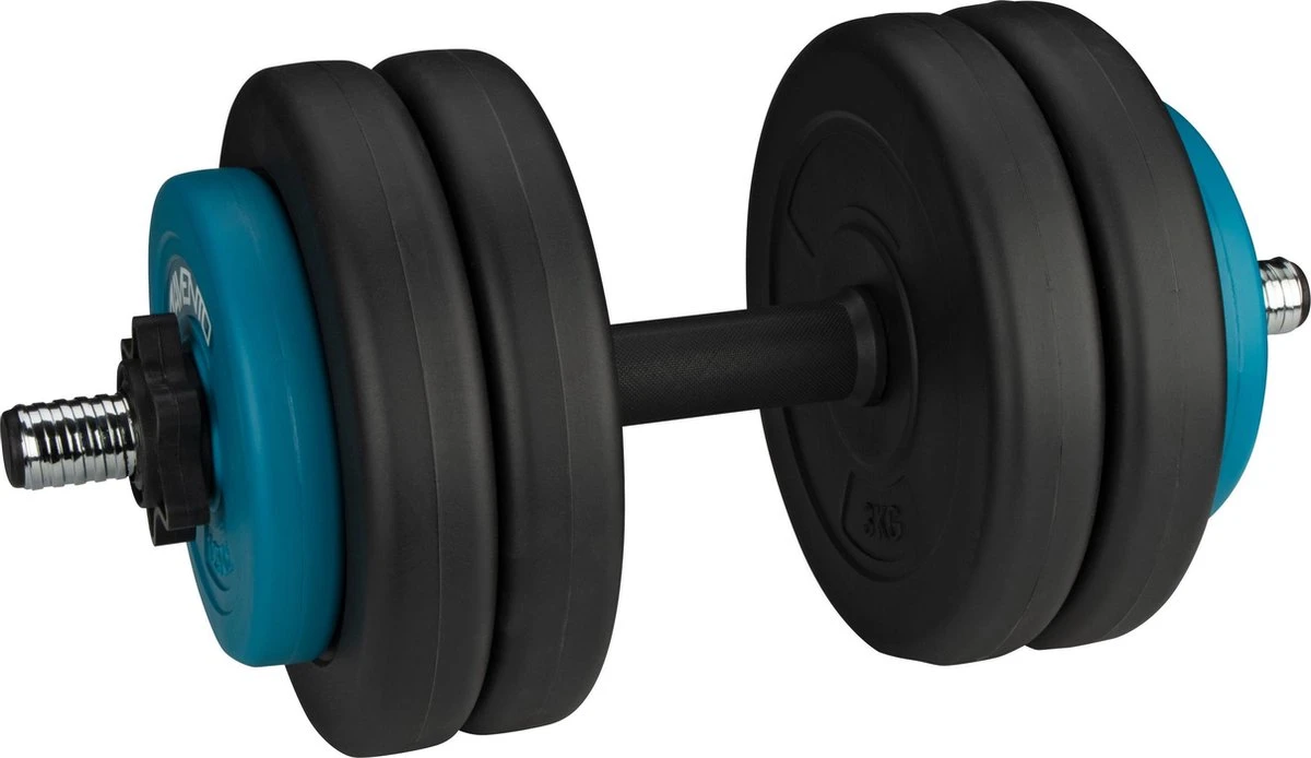 Avento Halter Verstelbaar Kunststof - Dumbbell 15 Kg - Zwart 3 Avento Halter Verstelbaar Kunststof - Dumbbell 15 Kg - Zwart
