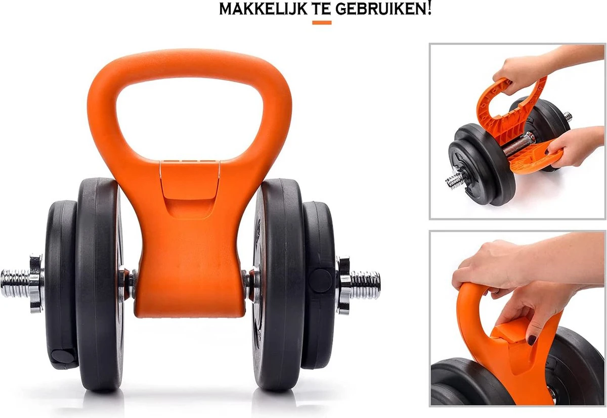 MJ Sports Premium Dumbbell To Kettlebell Grip - Dumbbell Naar Kettlebell Verstelbaar - Dumbbells - Kettlebells - Gewichten - Fitness - One Size - Oranje 9 MJ Sports Premium Dumbbell To Kettlebell Grip - Dumbbell Naar Kettlebell Verstelbaar - Dumbbells - Kettlebells - Gewichten - Fitness - One Size - Oranje - Afbeelding 7