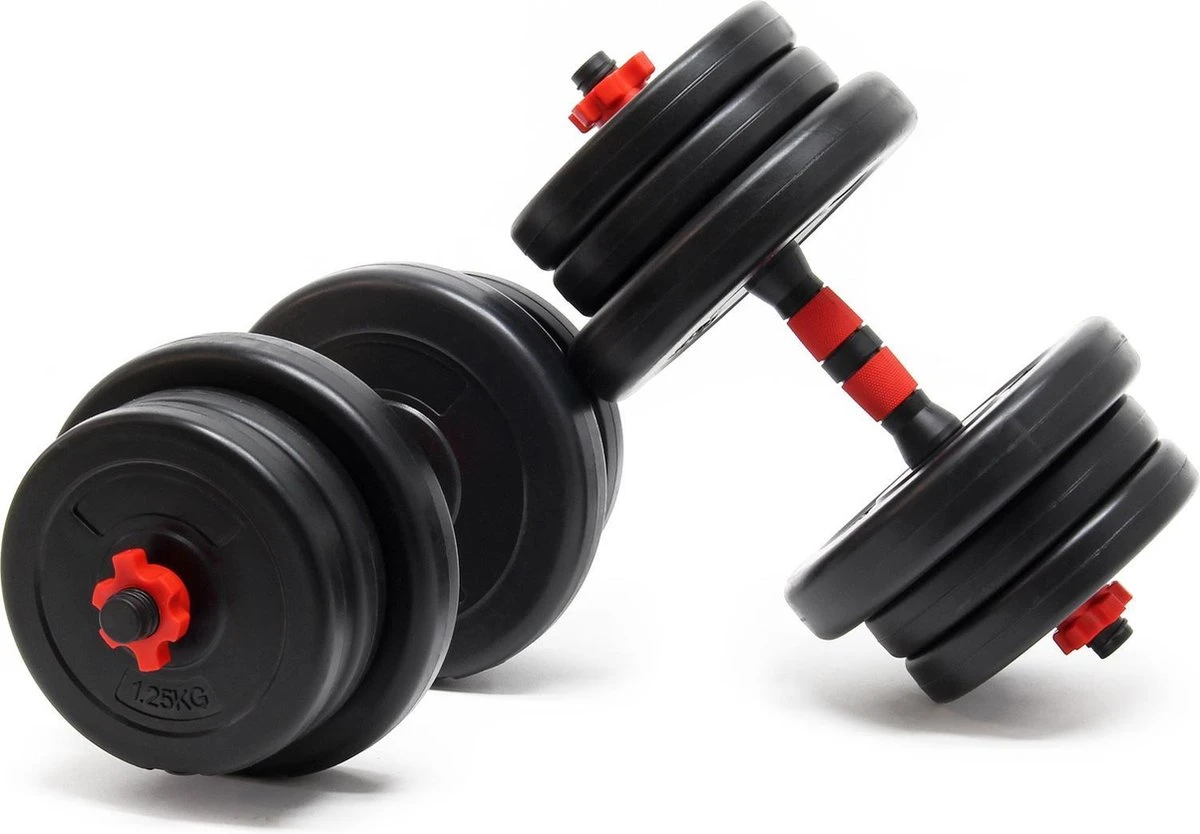 Halterset 20kg Met 12 Halterschijven & 2 Stangen, Cement. Handgewichten, Gewichten Met Gekartelde Greep, Dubbel Handgewicht, Halter, Dumbbell, Dumbbellset - MultiStrobe 4 Halterset 20kg Met 12 Halterschijven & 2 Stangen, Cement. Handgewichten, Gewichten Met Gekartelde Greep, Dubbel Handgewicht, Halter, Dumbbell, Dumbbellset - MultiStrobe - Afbeelding 2