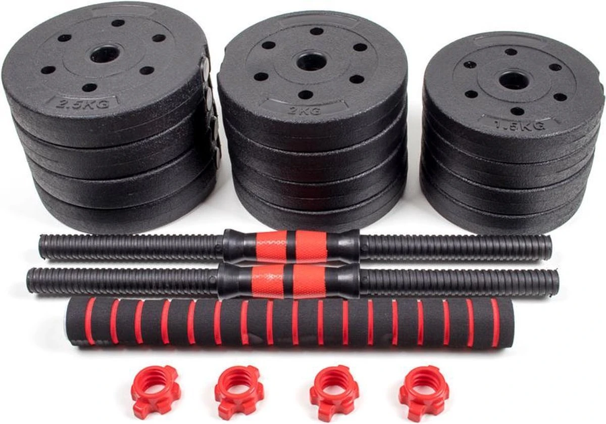 Dumbbellset 25 Kg Met Halterstang - Dumbbells Verstelbaar - Halterset - Fitness Gewichten Set - Rood/zwart 15 Dumbbellset 25 Kg Met Halterstang - Dumbbells Verstelbaar - Halterset - Fitness Gewichten Set - Rood/zwart - Afbeelding 13