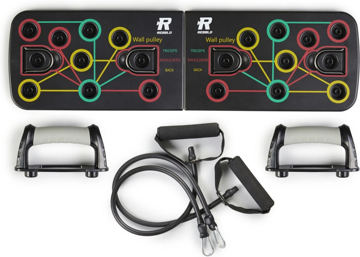 Rebblo - Push-up Board - Thuis Sporten - Bicep, Rug, Schouder En Tricep - Anti-slip - Weerstandsbanden - Griphendels 6 Rebblo - Push-up Board - Thuis Sporten - Bicep, Rug, Schouder En Tricep - Anti-slip - Weerstandsbanden - Griphendels - Afbeelding 4