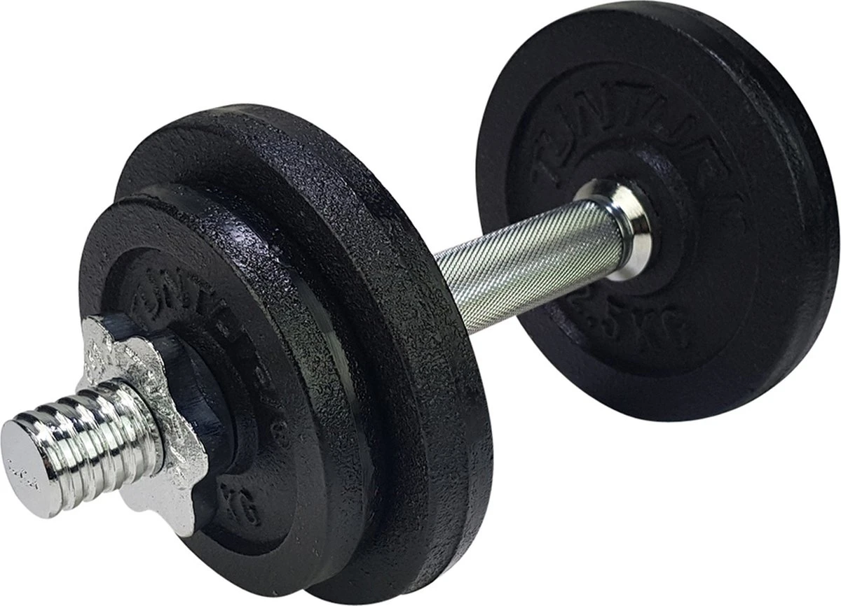 Tunturi Gewichten Gietijzer Totaal 10kg - Halterset Met Schroefsluiting - Dumbbell Set - 1 Halterstang - 30mm - Incl. Gratis Fitness App 3 Tunturi Gewichten Gietijzer Totaal 10kg - Halterset Met Schroefsluiting - Dumbbell Set - 1 Halterstang - 30mm - Incl. Gratis Fitness App