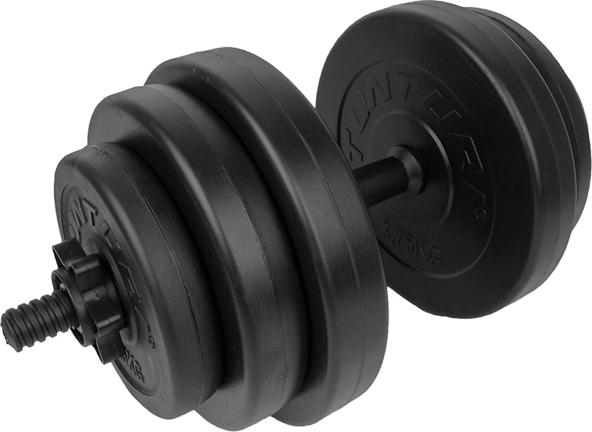 Tunturi Gewichten - Halterset - Dumbbell Set - 2 Stuks - Totaal 28kg - Zwart - Vinyl - Incl. Gratis Fitness App 4 Tunturi Gewichten - Halterset - Dumbbell Set - 2 Stuks - Totaal 28kg - Zwart - Vinyl - Incl. Gratis Fitness App - Afbeelding 2