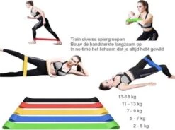Merkloos Weerstandsbanden - Set Van 5 Fitness Elastieken - Fitnessbanden Voor Training Thuis Sportschool Gym - Perfect Voor Yoga Pilates Rekken Fietsers Renners Crossfit- Fitness Elastiek- Met Gratis Trainingsschema -Fit Gear Verkoop 1200x892 3