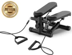 Stepper - 2-in-1 Verstelbare Weerstand - Computer - 2 Weerstandskabels - Zwart - Mini Stepper - Aerobic Stepper