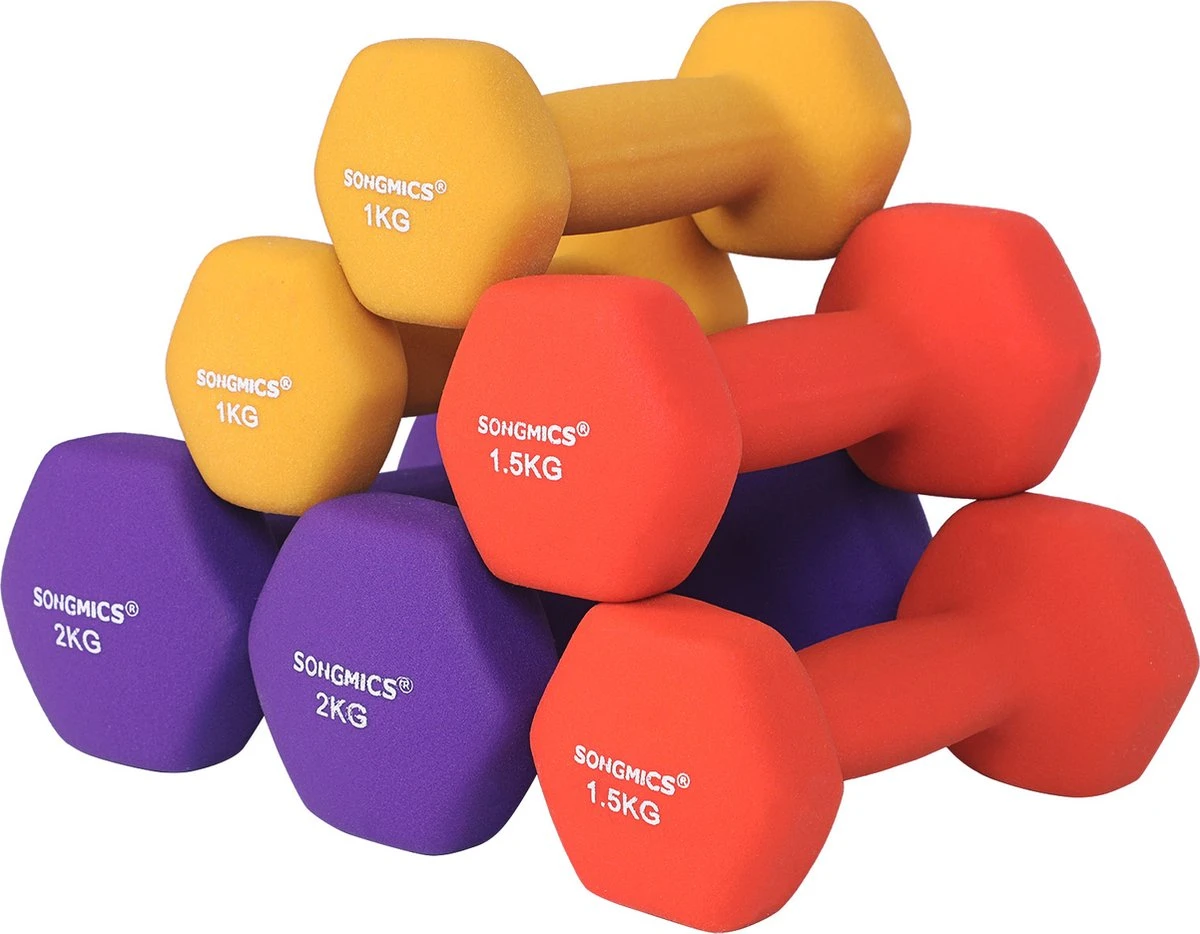 Songmics Dumbells - Halterset - Gewichten - Dumbells Set - Gewichten Fitness - Met Halterstandaard - Inclusief 9 Kg Gewichten- Meerkleurig - Zwart 5 Songmics Dumbells - Halterset - Gewichten - Dumbells Set - Gewichten Fitness - Met Halterstandaard - Inclusief 9 Kg Gewichten- Meerkleurig - Zwart - Afbeelding 3
