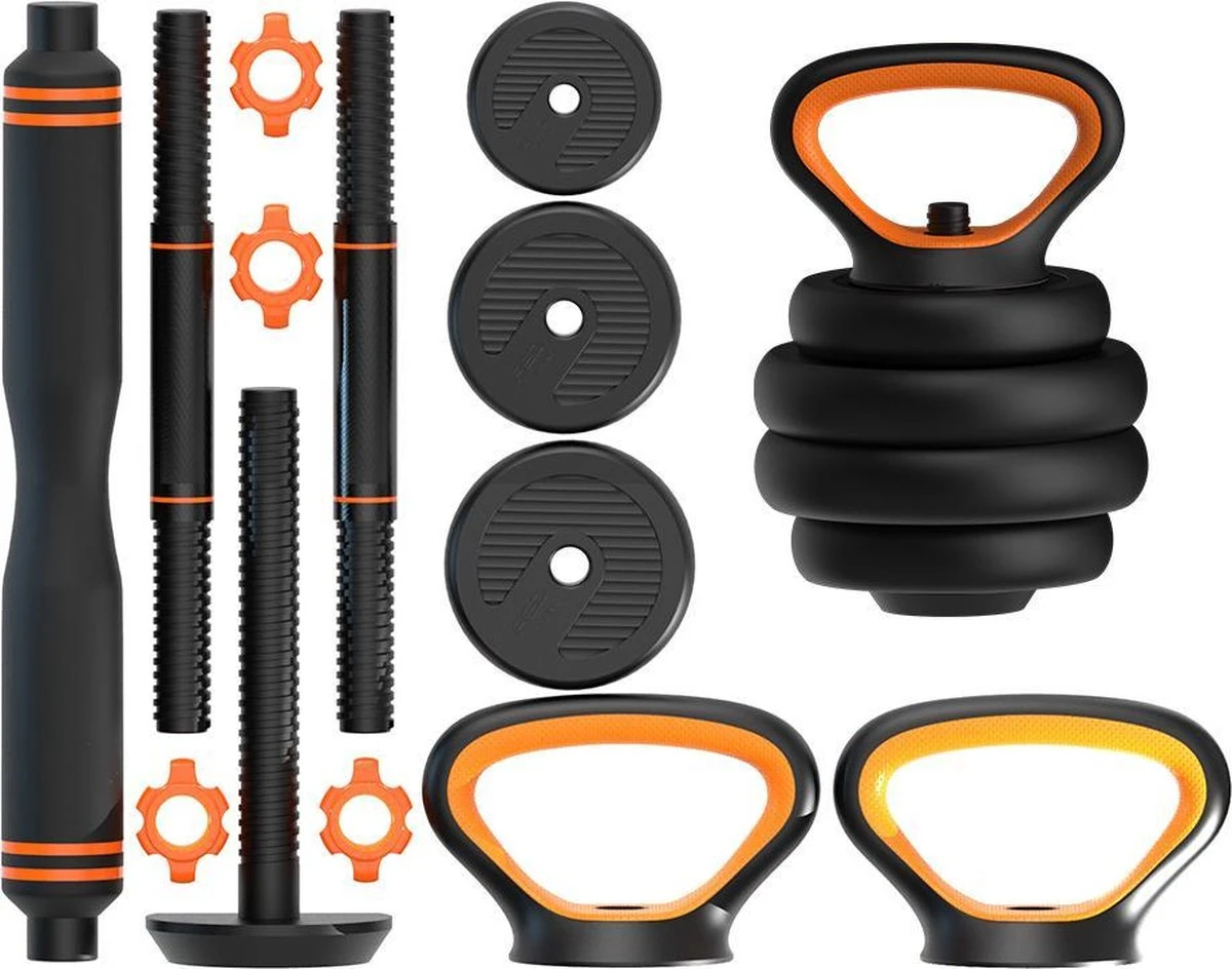 Active Panther Dumbbell Set 40 Kg - Zwart/Oranje Verstelbare Halter, Dumbbell & Kettlebell Stang 40 Kg Totaal 6 Active Panther Dumbbell Set 40 Kg - Zwart/Oranje Verstelbare Halter, Dumbbell & Kettlebell Stang 40 Kg Totaal - Afbeelding 4