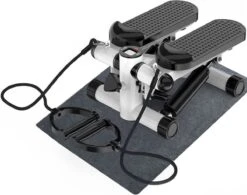Luxari - 2-in-1 Verstelbare Weerstand - Stepper - Computer - 2 Weerstandskabels - Zwart/wit - Mini Stepper - Aerobic Stepper