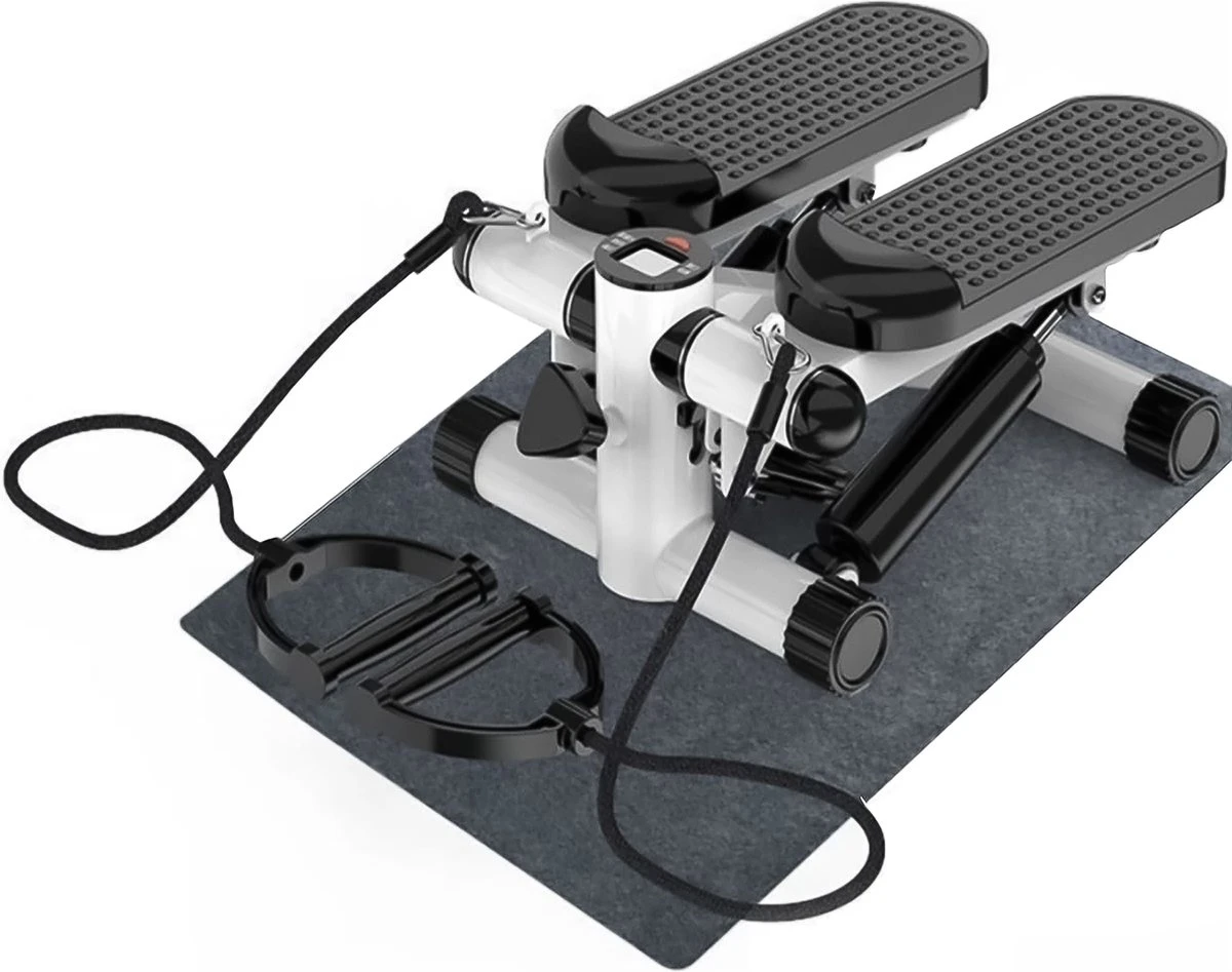 Luxari - 2-in-1 Verstelbare Weerstand - Stepper - Computer - 2 Weerstandskabels - Zwart/wit - Mini Stepper - Aerobic Stepper 3 Luxari - 2-in-1 Verstelbare Weerstand - Stepper - Computer - 2 Weerstandskabels - Zwart/wit - Mini Stepper - Aerobic Stepper