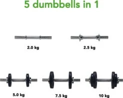 RS Sports Dumbellset - Halterset Met Gewichten - Totaal 20 Kg - 2 Stangen - Zwart 17 RS Sports Dumbellset - Halterset Met Gewichten - Totaal 20 Kg - 2 Stangen - Zwart -Fit Gear Verkoop 1200x960 5