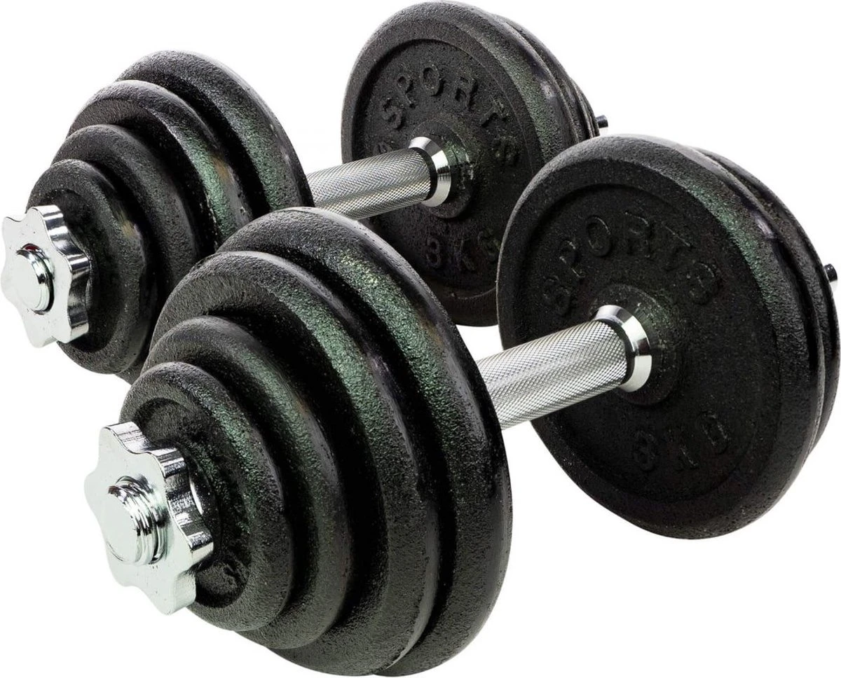 RS Sports Dumbellset - Halterset Met Gewichten - Totaal 30 Kg - 2 Stangen - Zwart 3 RS Sports Dumbellset - Halterset Met Gewichten - Totaal 30 Kg - 2 Stangen - Zwart