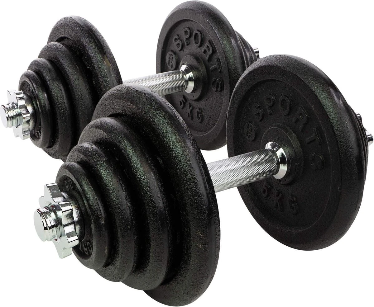 RS Sports Dumbellset - Halterset Met Gewichten - Totaal 40 Kg - 2 Stangen - Zwart 3 RS Sports Dumbellset - Halterset Met Gewichten - Totaal 40 Kg - 2 Stangen - Zwart
