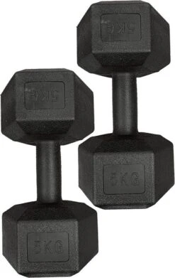 Merkloos Dumbbells Set - Fitness Set Van 2x 5kg - Zwart