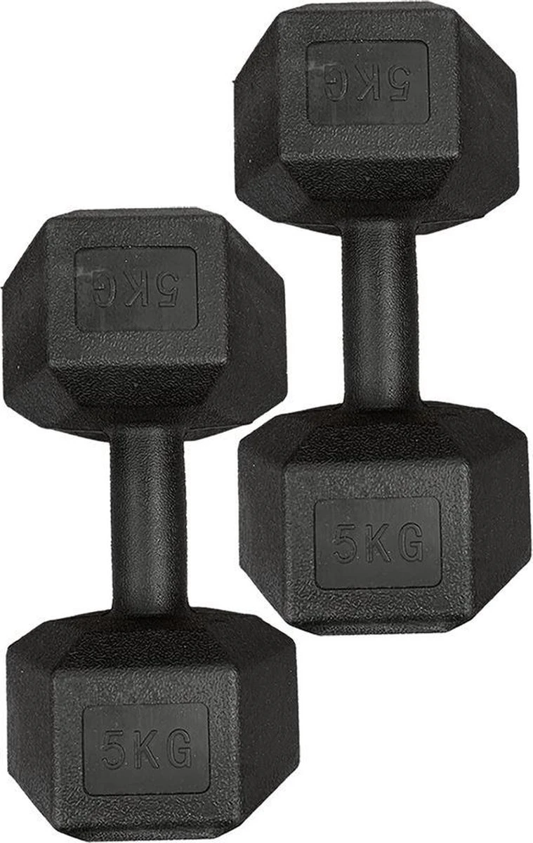 Merkloos Dumbbells Set - Fitness Set Van 2x 5kg - Zwart 3 Merkloos Dumbbells Set - Fitness Set Van 2x 5kg - Zwart