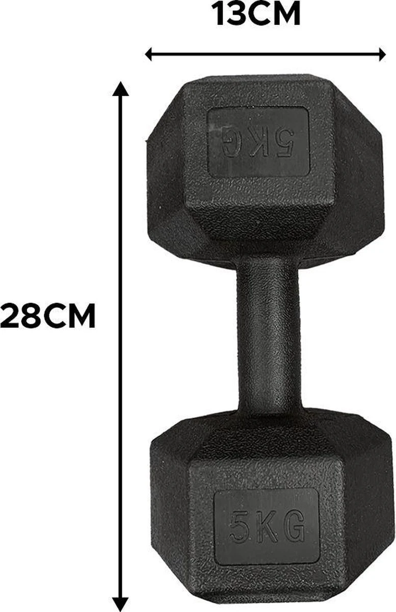 Merkloos Dumbbells Set - Fitness Set Van 2x 5kg - Zwart 4 Merkloos Dumbbells Set - Fitness Set Van 2x 5kg - Zwart - Afbeelding 2