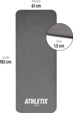 Athletix® Premium NBR Fitnessmat - 183 X 61 X 1.5 Cm - Yogamat Met Draagriem En Draagtas - Grijs 12 Athletix® Premium NBR Fitnessmat - 183 X 61 X 1.5 Cm - Yogamat Met Draagriem En Draagtas - Grijs -Fit Gear Verkoop 782x1200 2