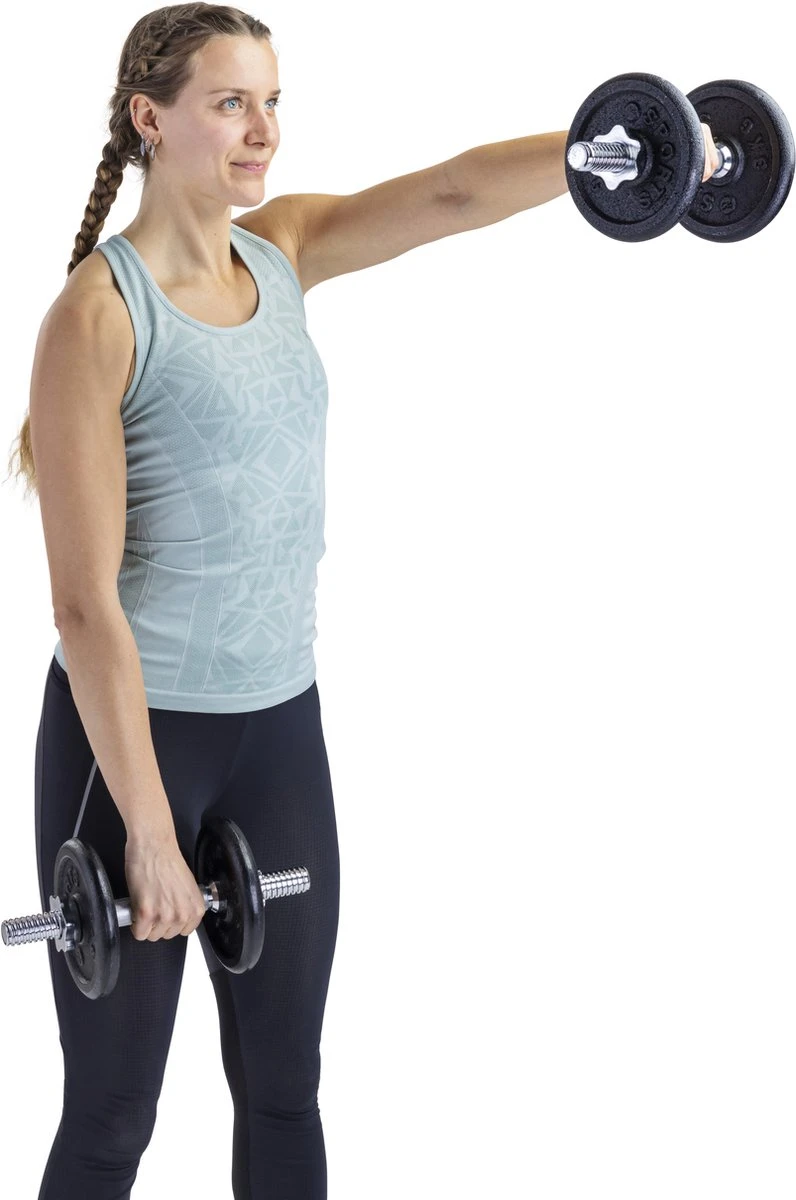 RS Sports Dumbellset - Halterset Met Gewichten - Totaal 40 Kg - 2 Stangen - Zwart 6 RS Sports Dumbellset - Halterset Met Gewichten - Totaal 40 Kg - 2 Stangen - Zwart - Afbeelding 4