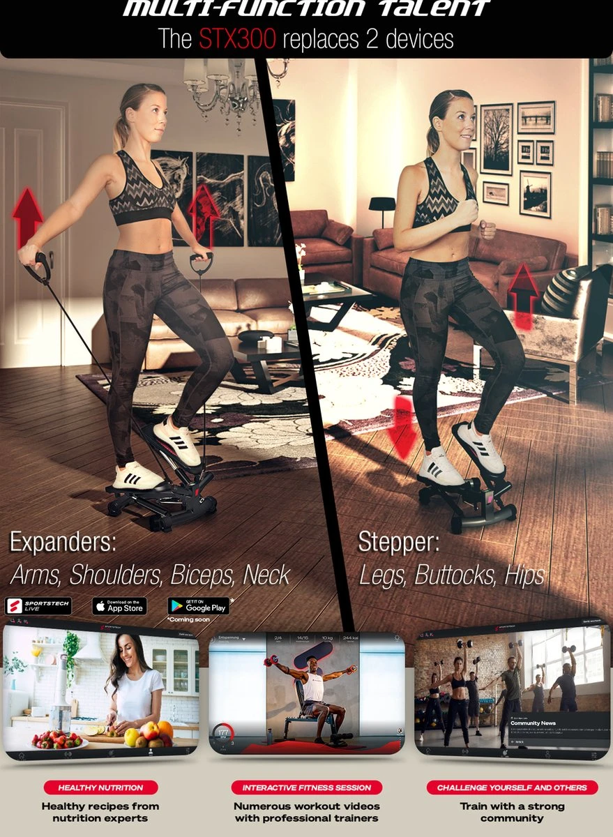 Sportstech STX300 | Stepper | Home Fitness Thuis | Inclusief Trekkoorden 6 Sportstech STX300 | Stepper | Home Fitness Thuis | Inclusief Trekkoorden - Afbeelding 4