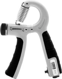 Handgrip Trainer Pro, Fitness - Verstelbaar- Handknijper - Onderarm Trainer - Grip Trainer - Met Teller - 5 Tot 60KG - Grijs Zwart