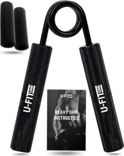 U-Fit One Metal Handtrainer 45kg Met 2 Soft Touch Sleeves - Handknijper- Grip Trainer - Knijphalter - Armtrainer - Hand Knijper - Handgripper - Heavy Gripper - Onderarm - Buigveer