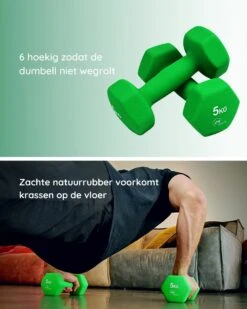 JPS Sports® Dumbells - Gewichten - Dumbells 5kg - Dumbells Set 2 X 5 Kg - Zeshoekig - Duurzaam - Groen -Fit Gear Verkoop 960x1200 6