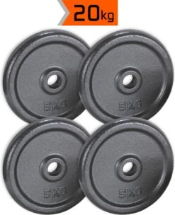 4x5kg Halterschijven Set - 20kg - Gietijzer - 30mm - Gewichten - 5kg - Halterset