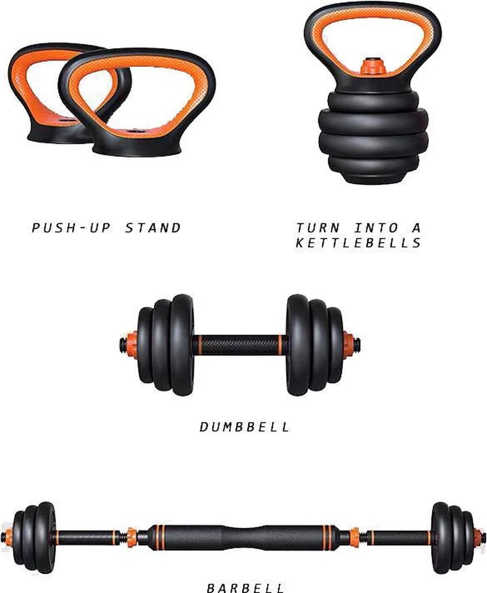 Active Panther Dumbbell Set 40 Kg - Zwart/Oranje Verstelbare Halter, Dumbbell & Kettlebell Stang 40 Kg Totaal 7 Active Panther Dumbbell Set 40 Kg - Zwart/Oranje Verstelbare Halter, Dumbbell & Kettlebell Stang 40 Kg Totaal - Afbeelding 5